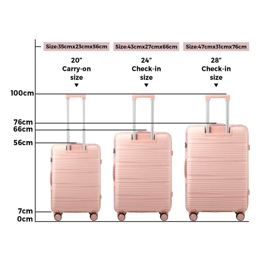 3PCS Luggage Suitcase Set PP Case TSA Lock Black