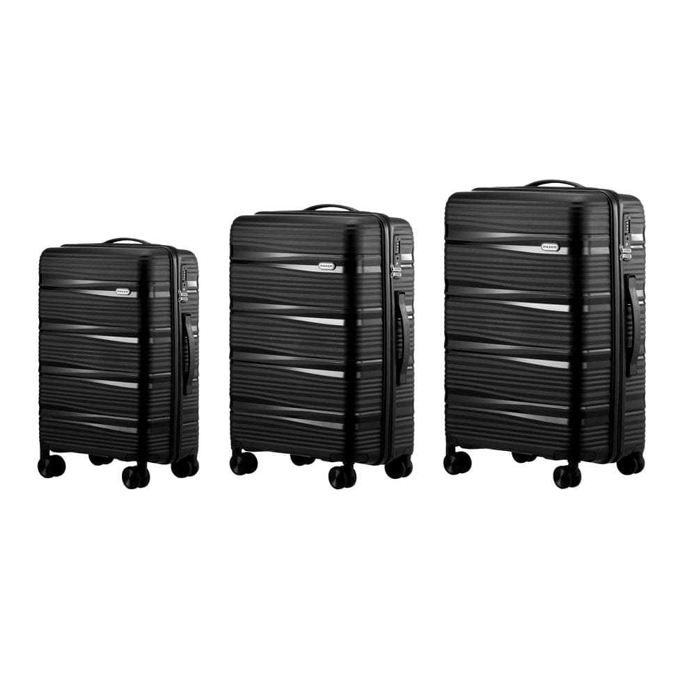 3PCS Luggage Suitcase Set PP Case TSA Lock Black