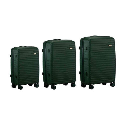 3PCS Luggage Suitcase Set TSA Lock Black/Green/Pink PP Case