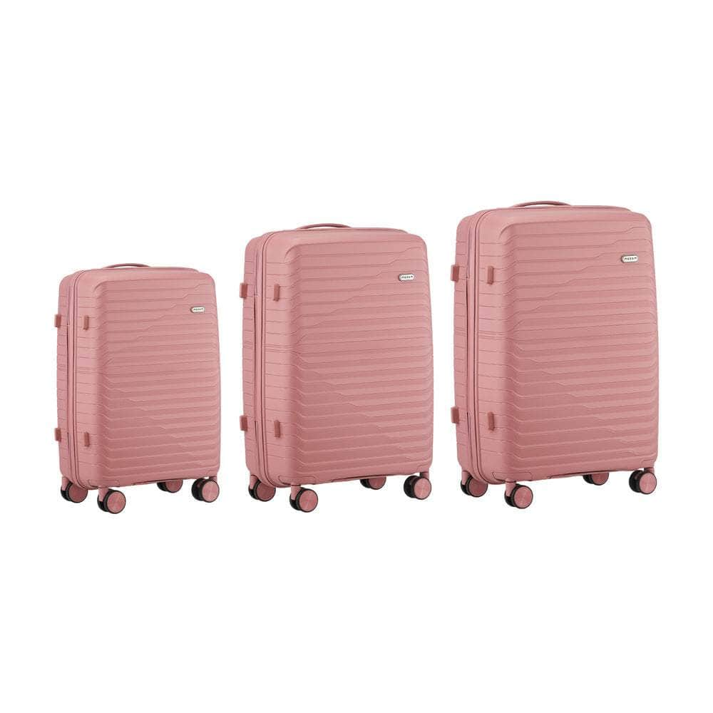 3PCS Luggage Suitcase Set TSA Lock Black/Green/Pink PP Case