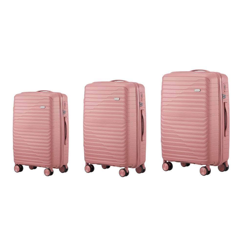 3PCS Luggage Suitcase Set TSA Lock Black/Green/Pink PP Case