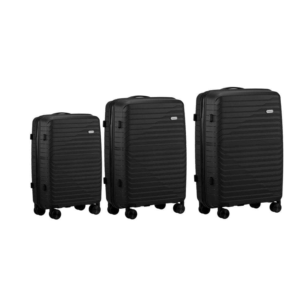 3PCS Luggage Suitcase Set TSA Lock Black/Green/Pink PP Case