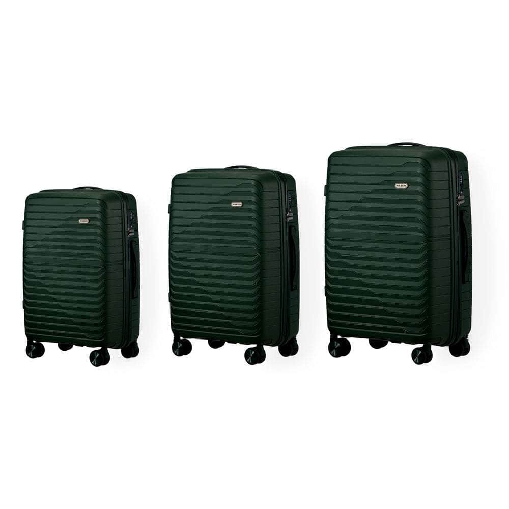 3PCS Luggage Suitcase Set TSA Lock Black/Green/Pink PP Case