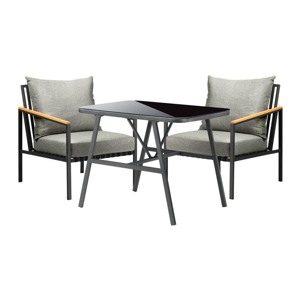 3PCS Outdoor Dining Set Garden Table and Chairs