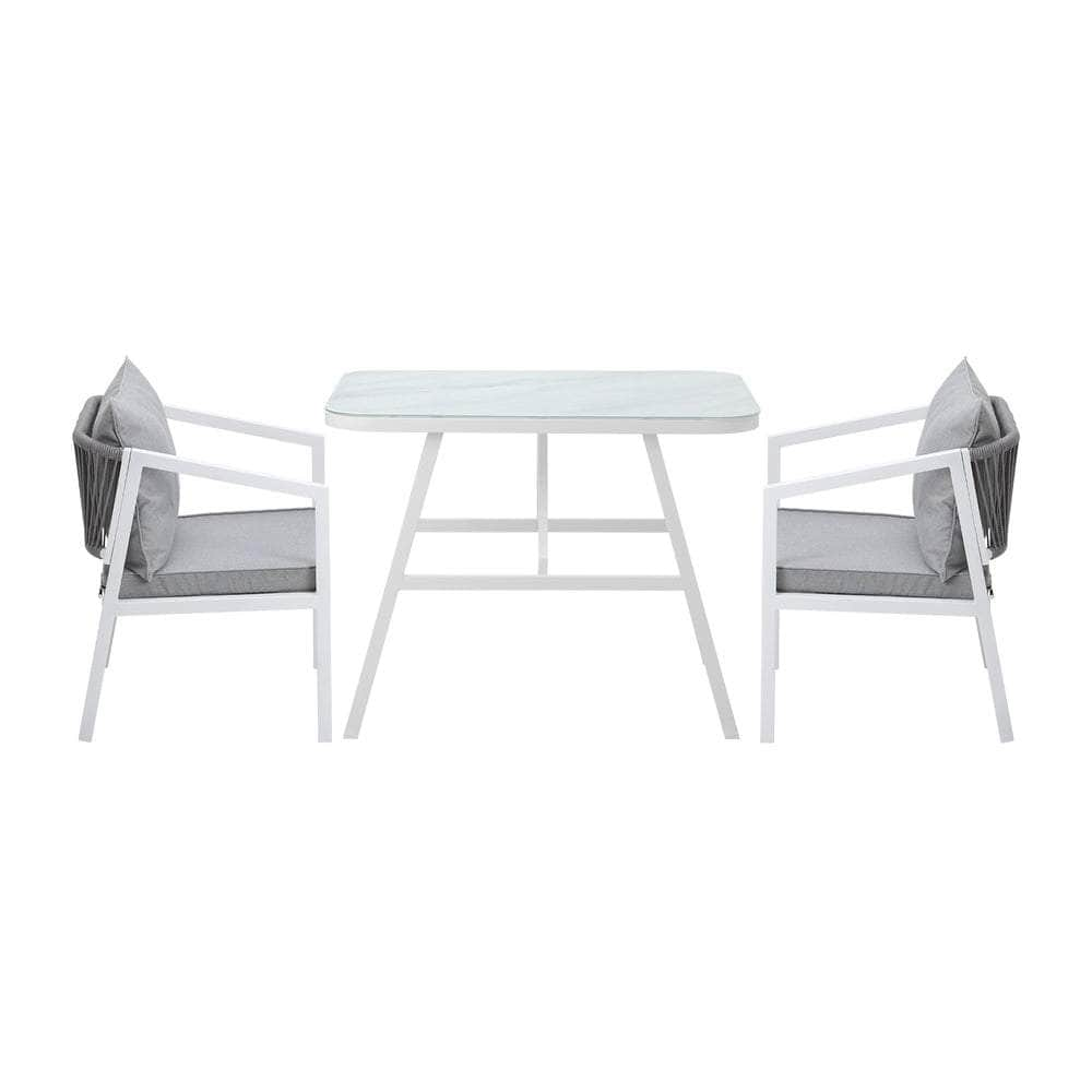 3PCS Outdoor Dining Set with Marble-style Table