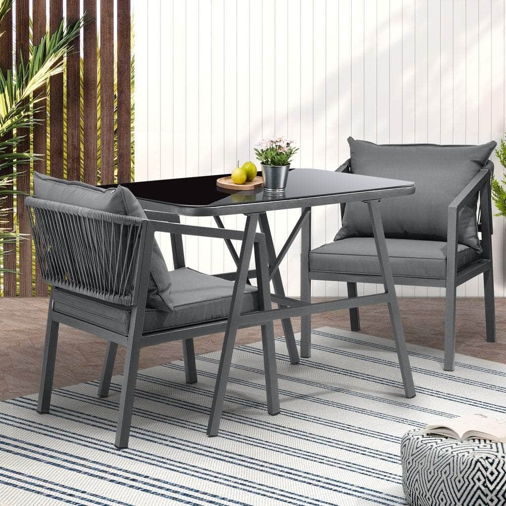 3PCS Outdoor Dining Setting Lounge Patio Furniture Table Chairs Set