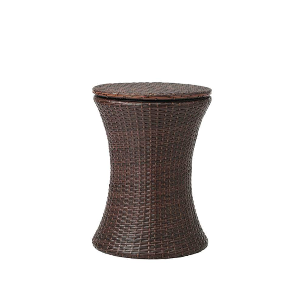 3PCS Outdoor Lounge Setting Ice Bucket Black/Brown Adjustable Table