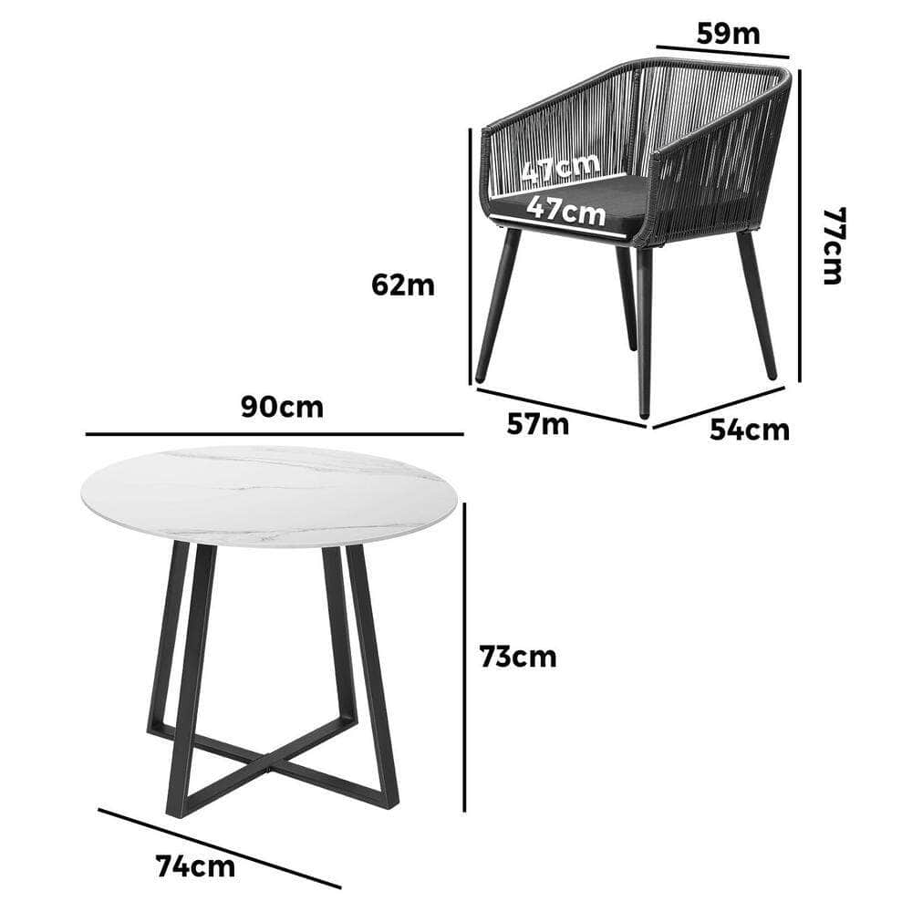 3x/5x Outdoor Dining Set Sintered Stone Table Bistro Set