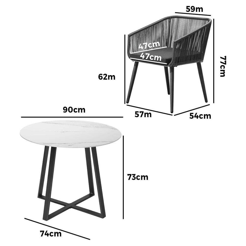 3x/5x Outdoor Dining Set Sintered Stone Table Bistro Set