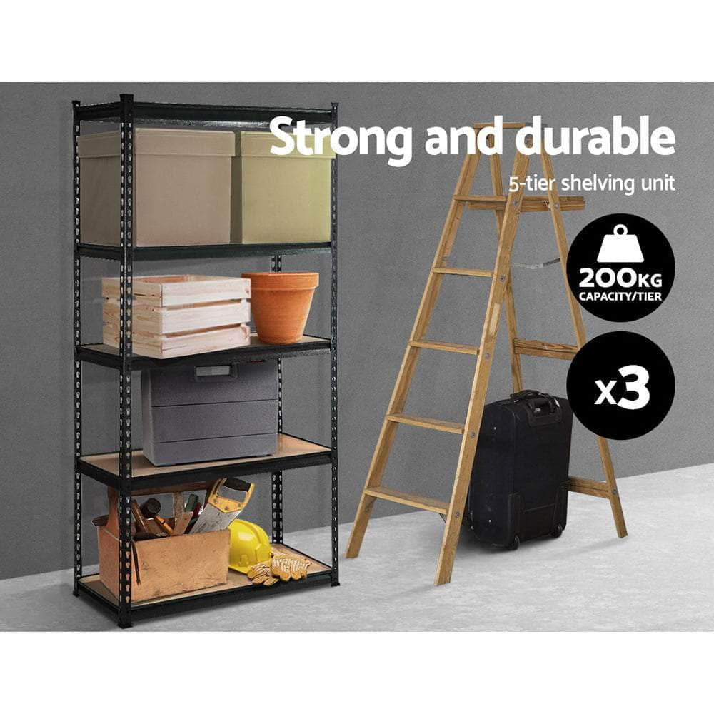 3X1.8M Garage Shelving Warehouse Rack Pallet Racking Storage Shelve Black