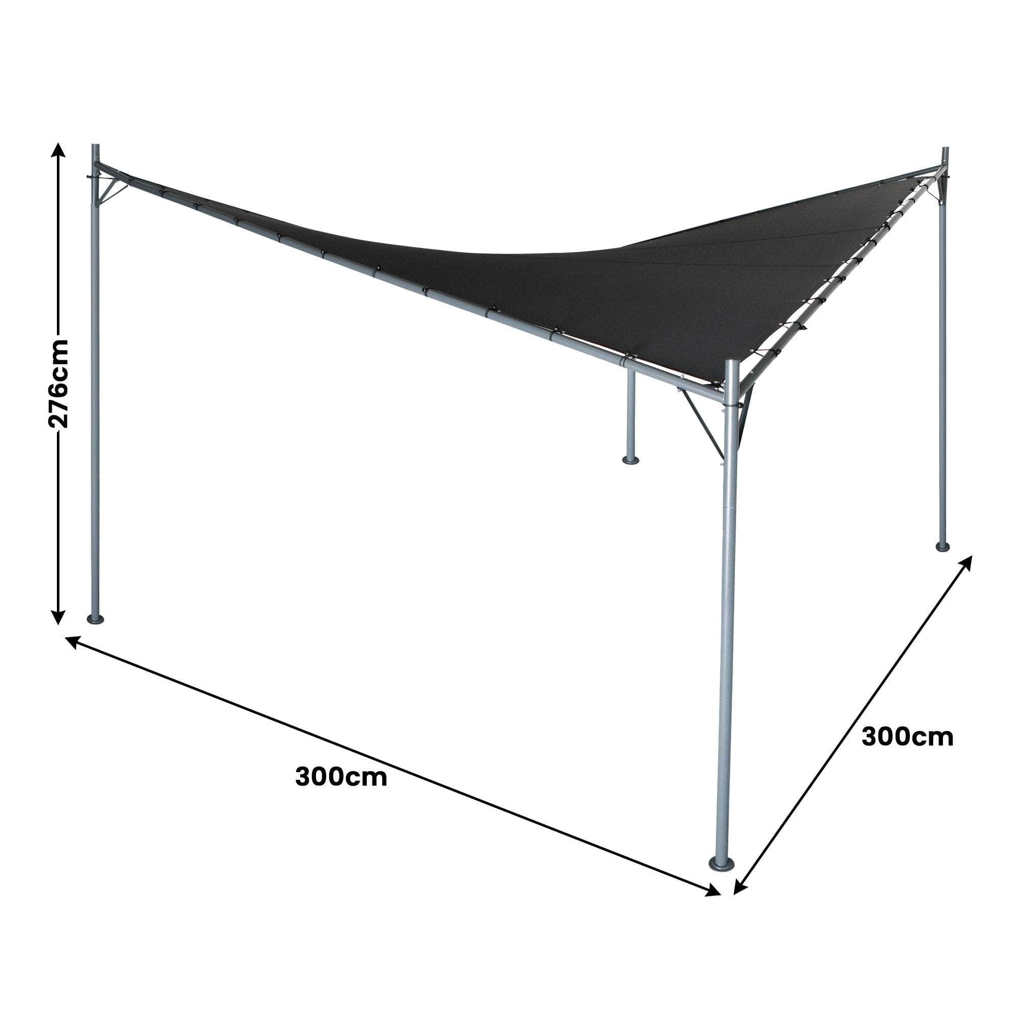 3x3m Butterfly Steel Gazebo - Charcoal