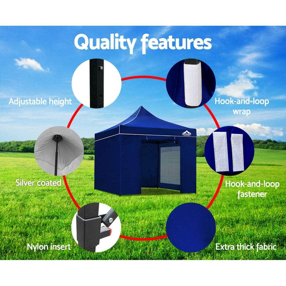 3x3m Pop Up Gazebo Marquee - Outdoor Canopy Shade Blue