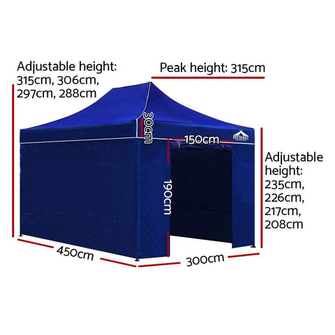 3X4.5 Pop Up Marquee Folding Tent - Blue