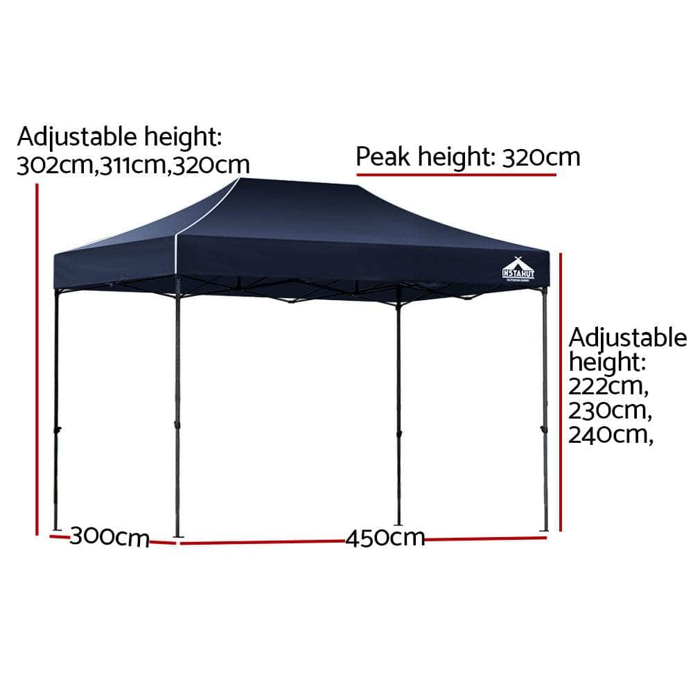 3x4.5m Pop Up Gazebo Marquee - Outdoor Camping Shade Navy