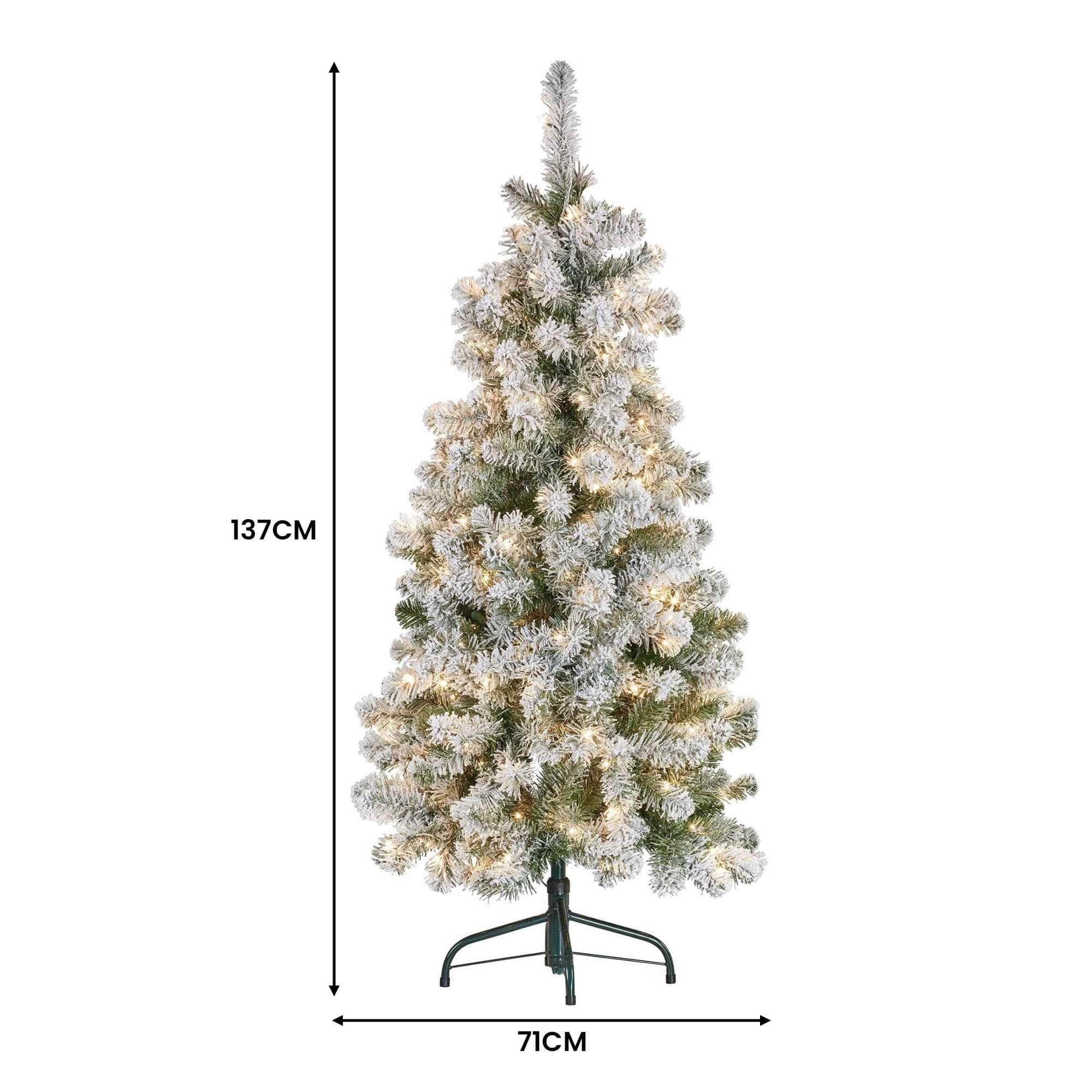 4.5ft - (137cm) Snowy Slimline Christmas Tree with Lights