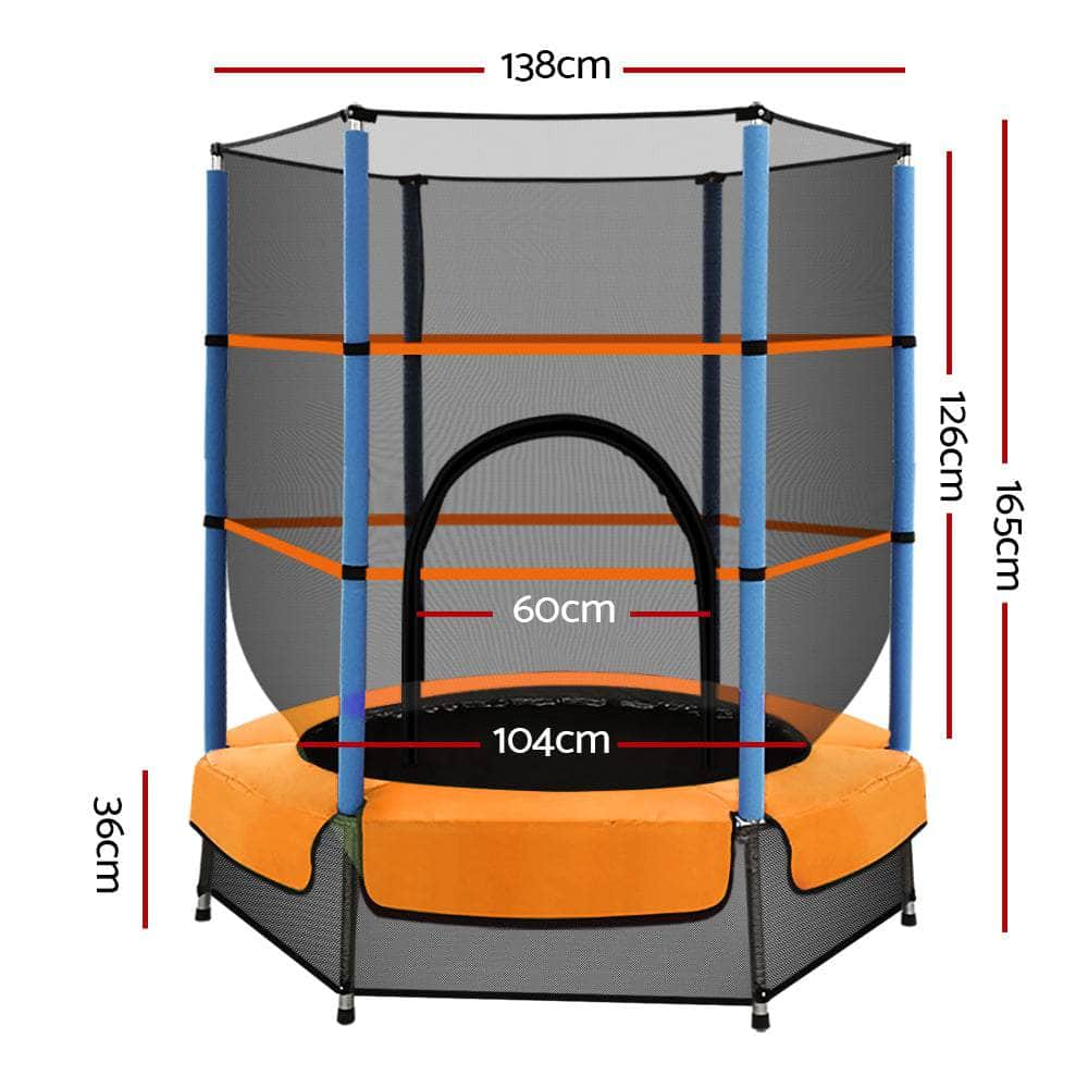 4.5Ft Trampoline For Kids W/ Enclosure Safety Net Rebounder Gift Orange