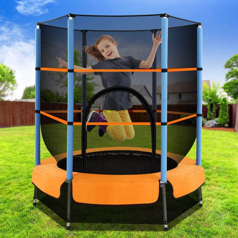 4.5Ft Trampoline For Kids W/ Enclosure Safety Net Rebounder Gift Orange