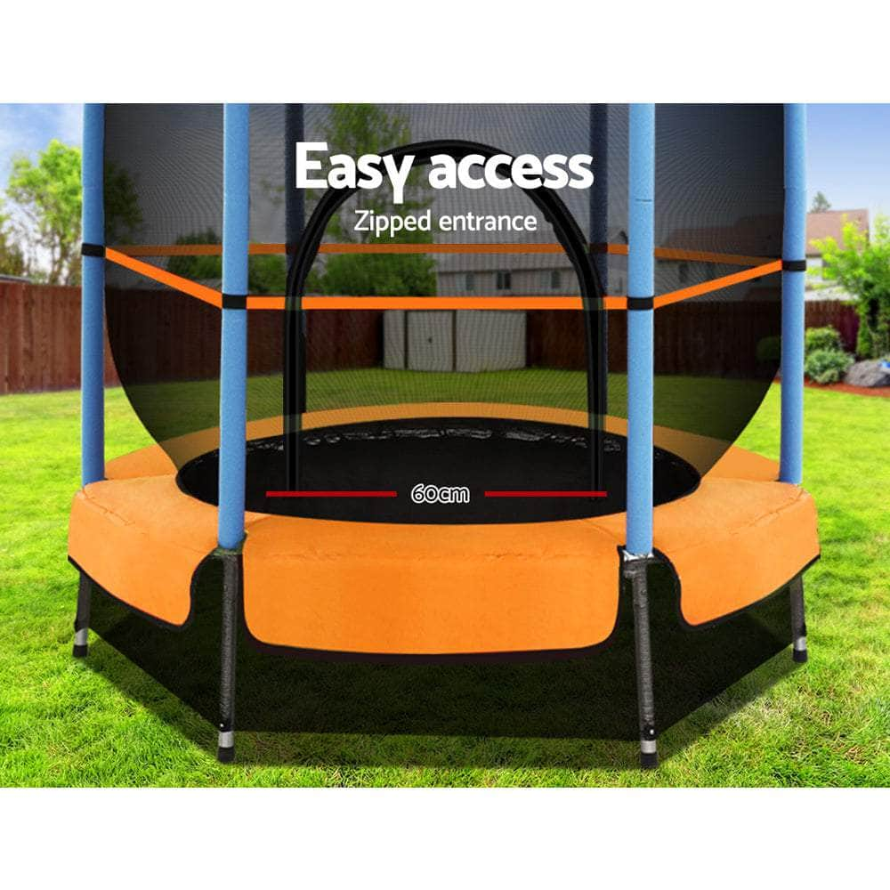 4.5Ft Trampoline For Kids W/ Enclosure Safety Net Rebounder Gift Orange