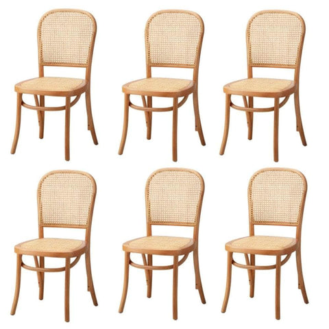 4/6PCS Dining Chairs Wooden Chairs Rattan Natural