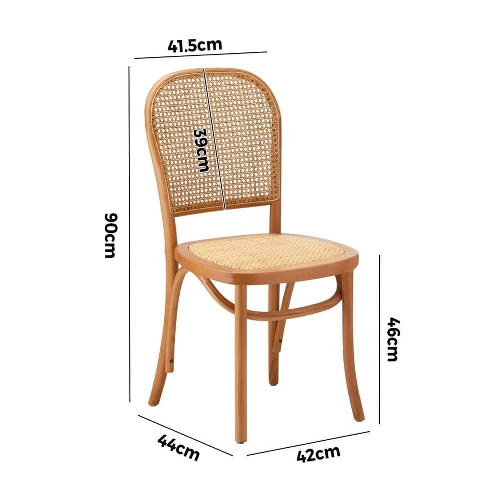 4/6PCS Dining Chairs Wooden Chairs Rattan Natural