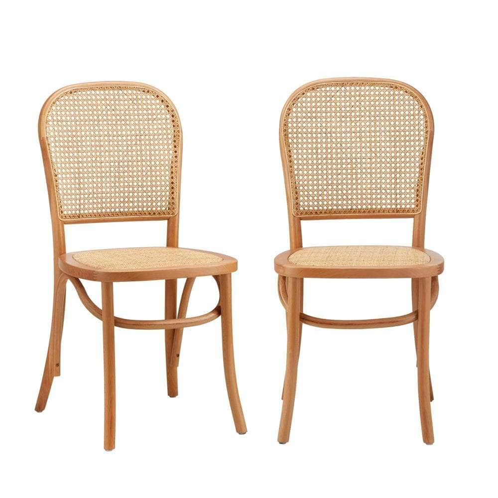 4/6PCS Dining Chairs Wooden Chairs Rattan Natural