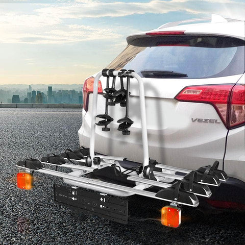 4 Bicycle Bike Carrier Rack Car Towbar Hitch Ball Mount Tail Light Silver