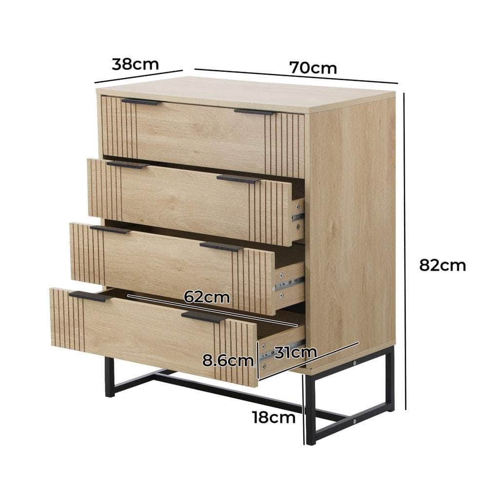 4 Chest of Drawers Dresser Table Lowboy Natural