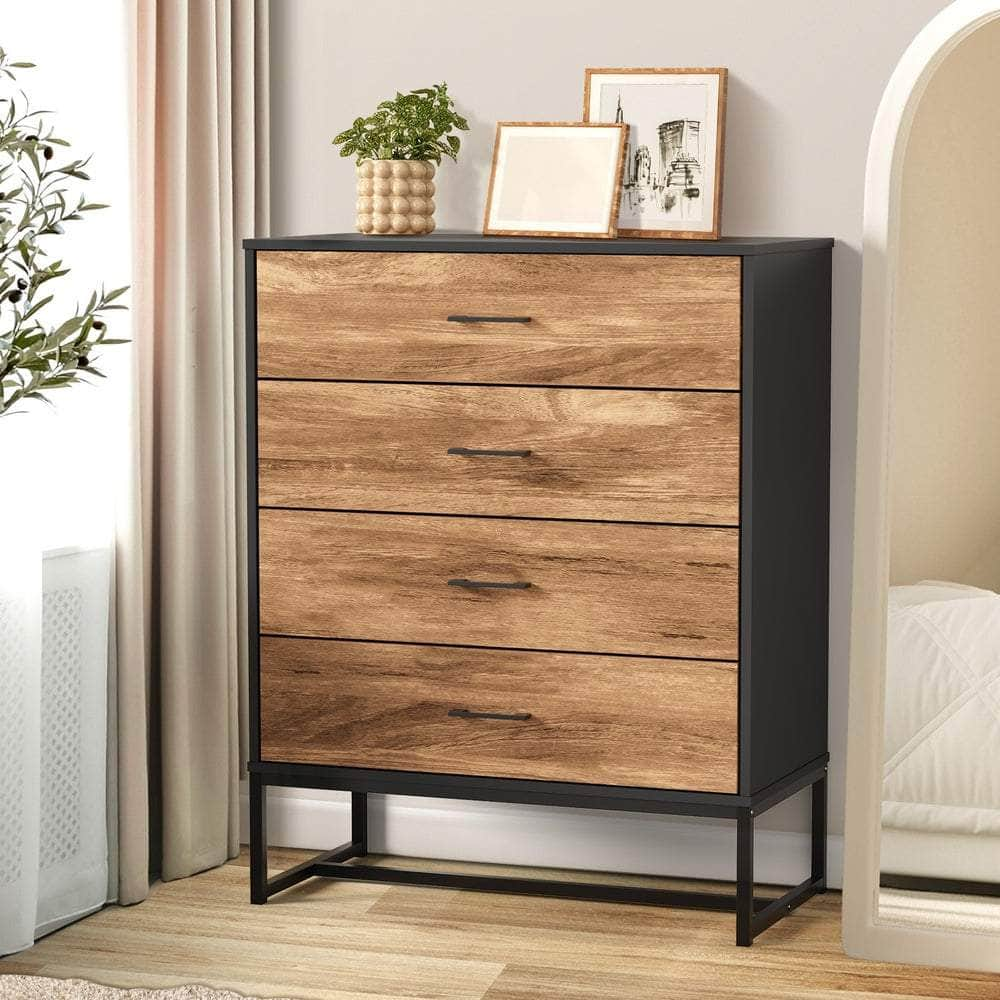 4 Chest of Drawers Tallboy Metal Black