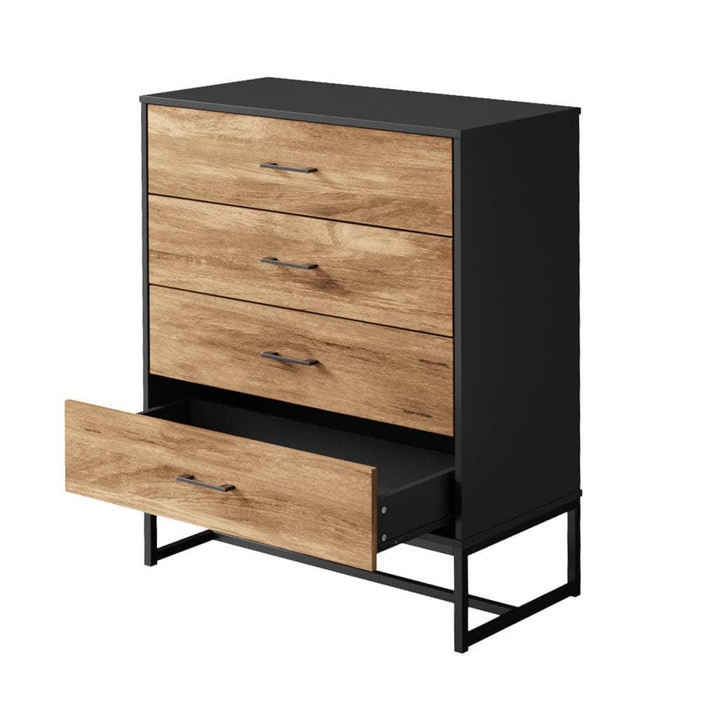 4 Chest of Drawers Tallboy Metal Black