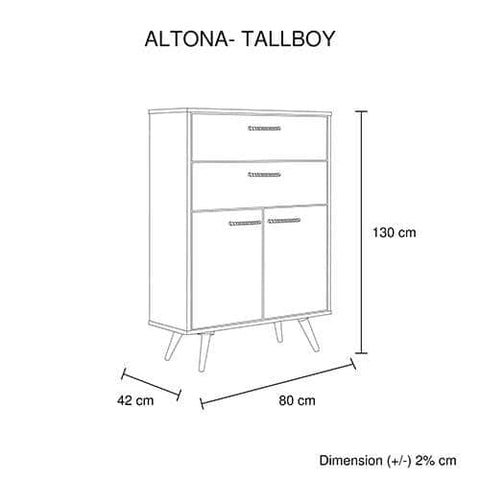 4 Drawers Tallboy Storage Cabinet Wood