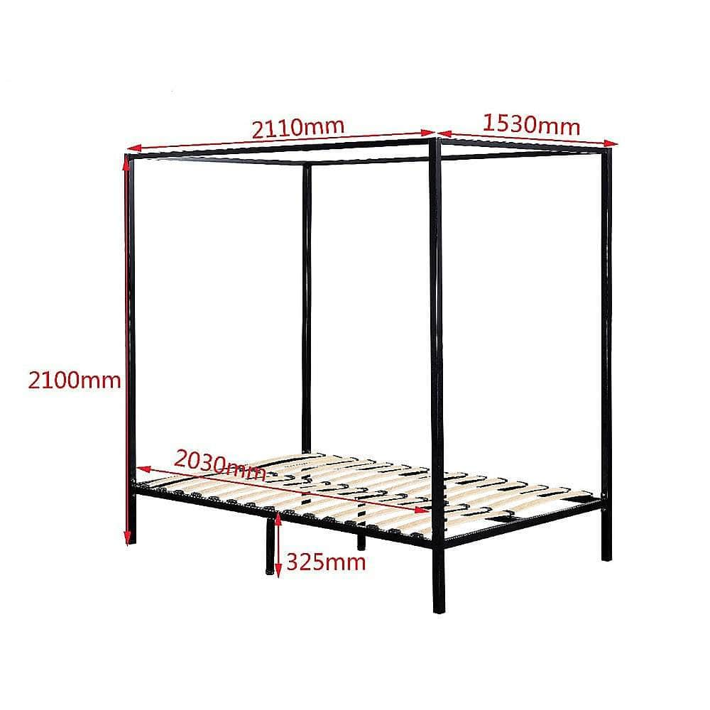 4 Four Poster Queen Metal Bed Frame