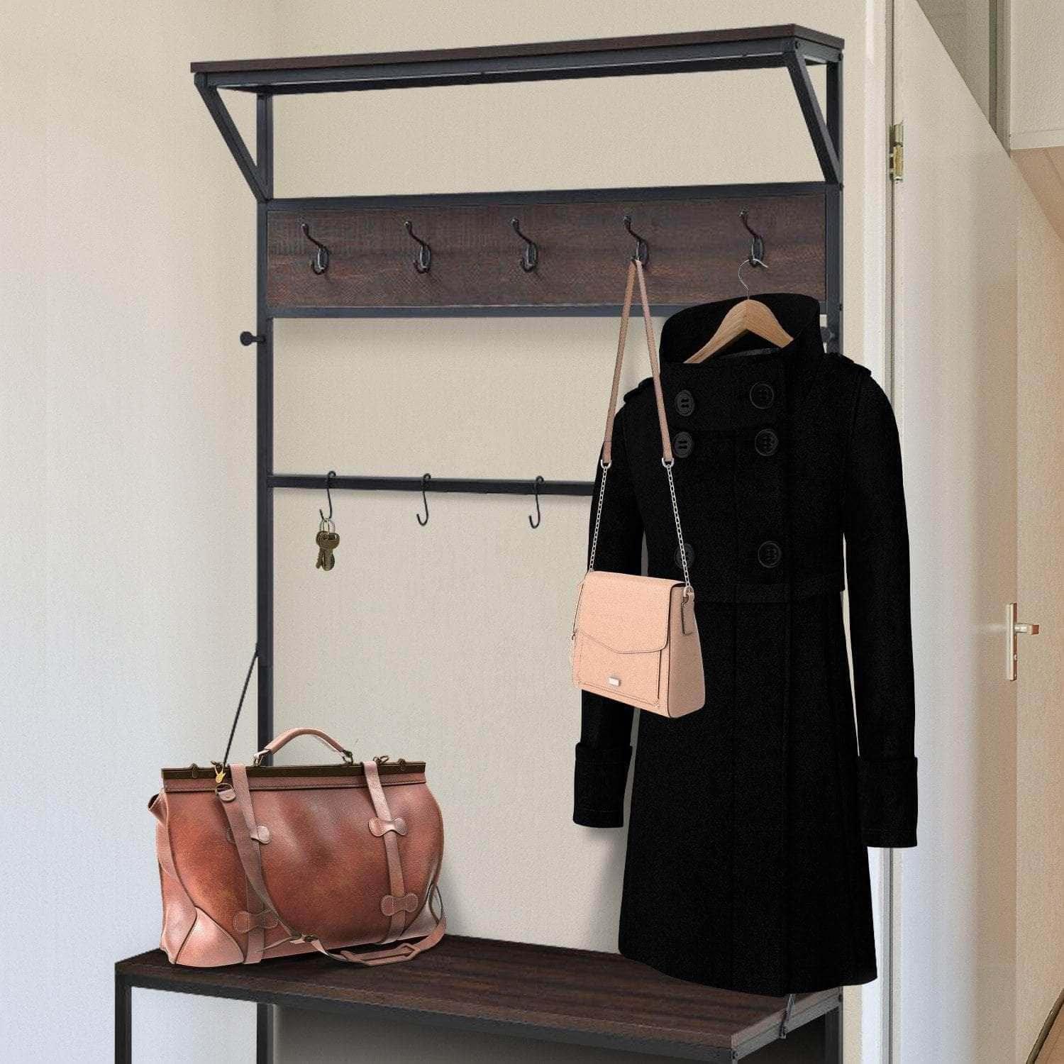 4-in-1 Hall Tree Entryway Coat Rack