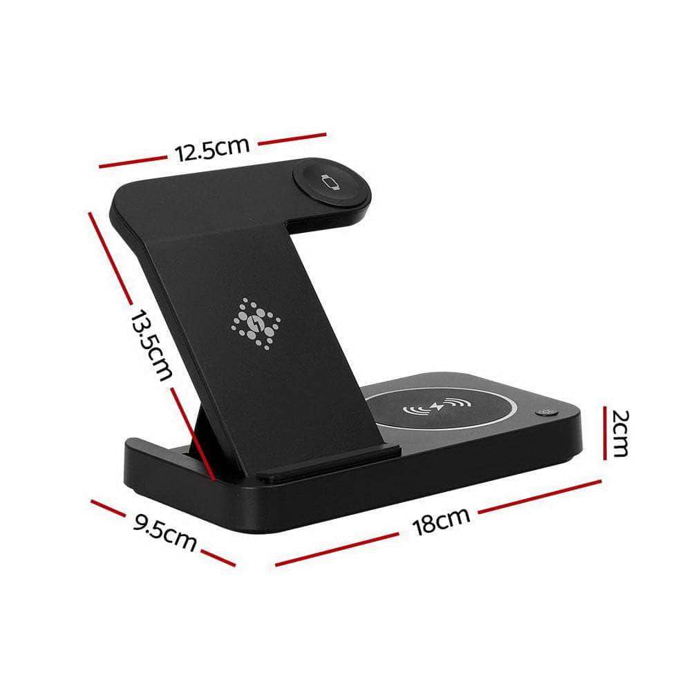 4-In-1 Wireless Charger Station Fast Charging For Phone Black