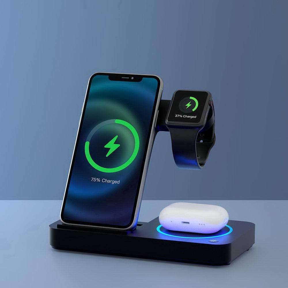 4-In-1 Wireless Charger Station Fast Charging For Phone Black