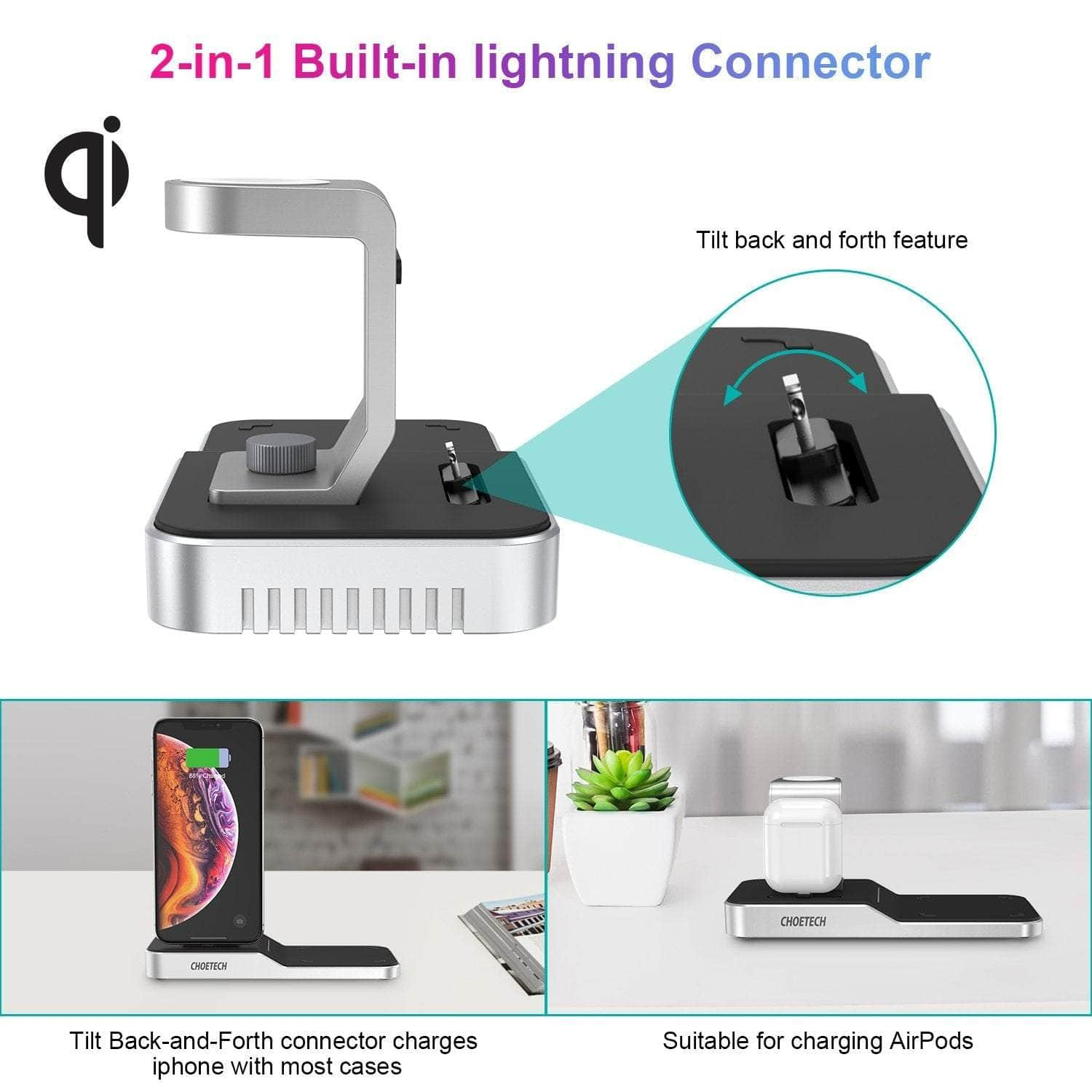 4-In-1 Wireless Charging Station For Iphone/Apple Watch/Ipod