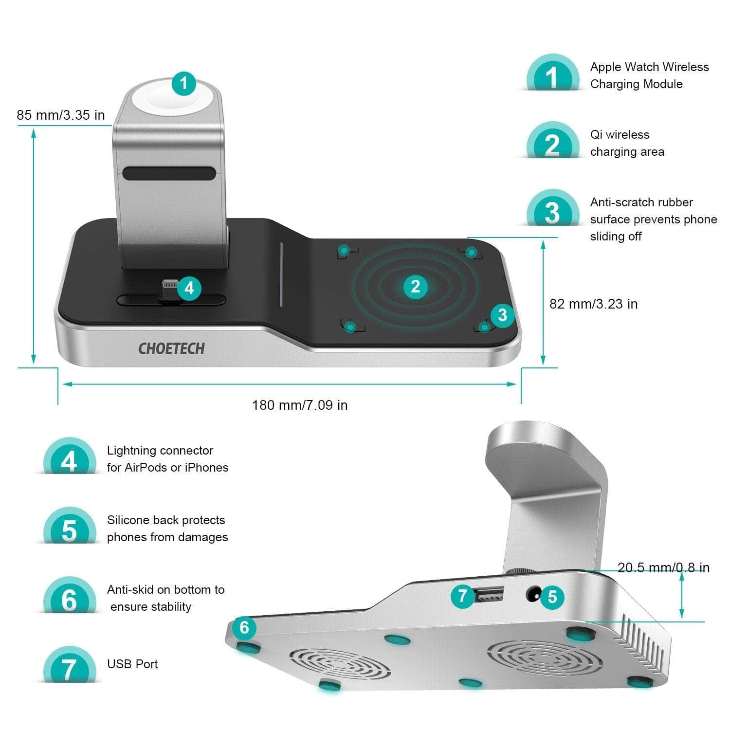 4-In-1 Wireless Charging Station For Iphone/Apple Watch/Ipod