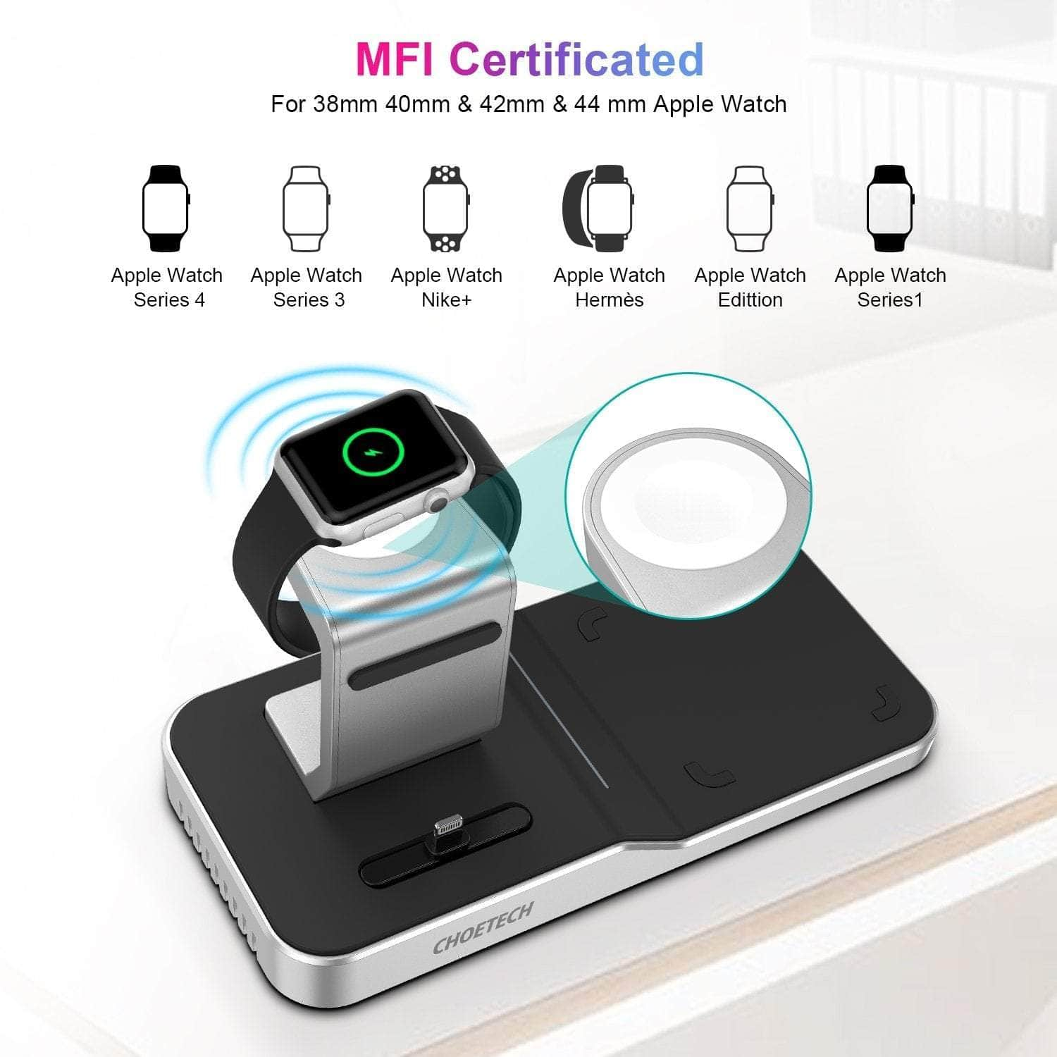 4-In-1 Wireless Charging Station For Iphone/Apple Watch/Ipod