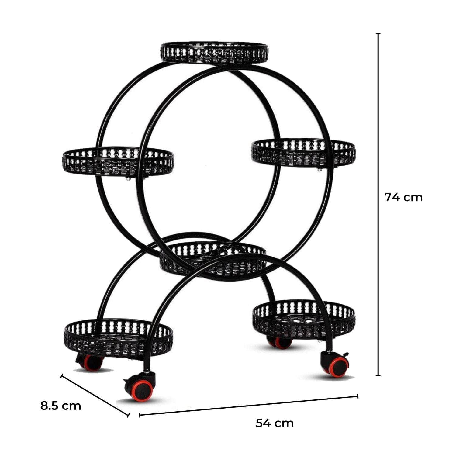 4 Layer 6 Pots Flower Holder Plant Stand Shelf With 4-Wheel (Black)