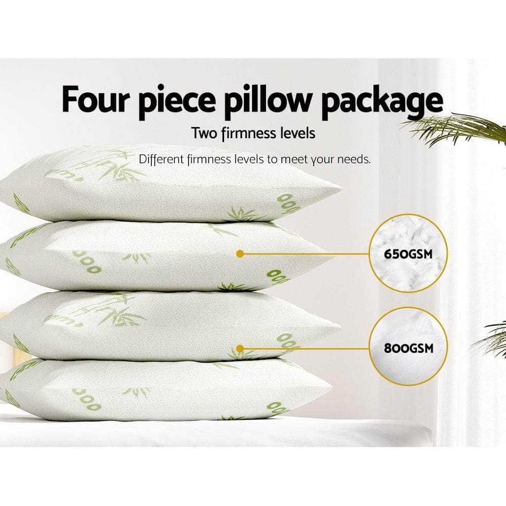 4 Pack Bamboo Pillow Family Hotel