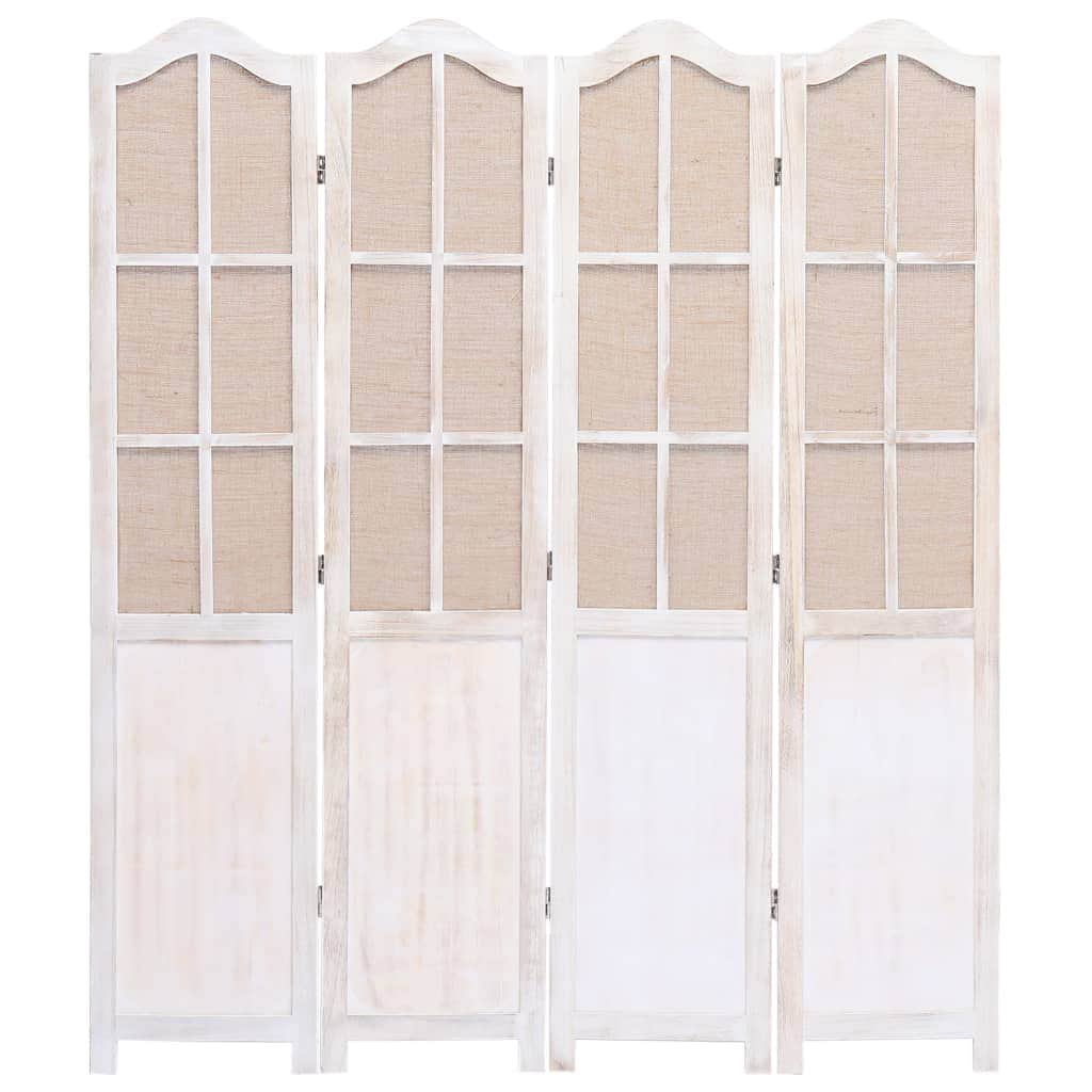 4-Panel Fabric Room Divider White