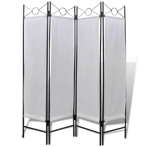 4-Panel Roo Divider Privacy Folding Screen White