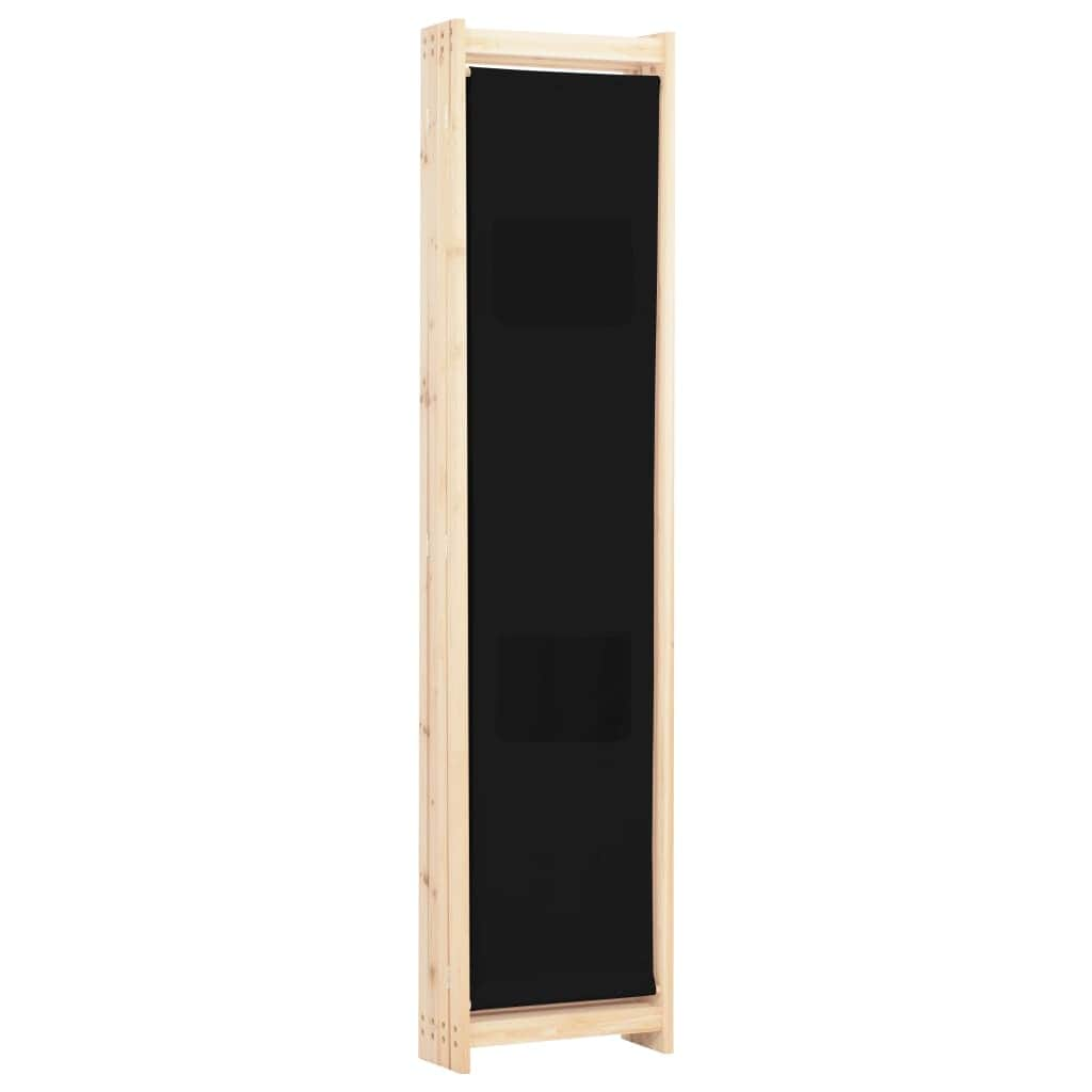 4-Panel Room Divider Black Fabric