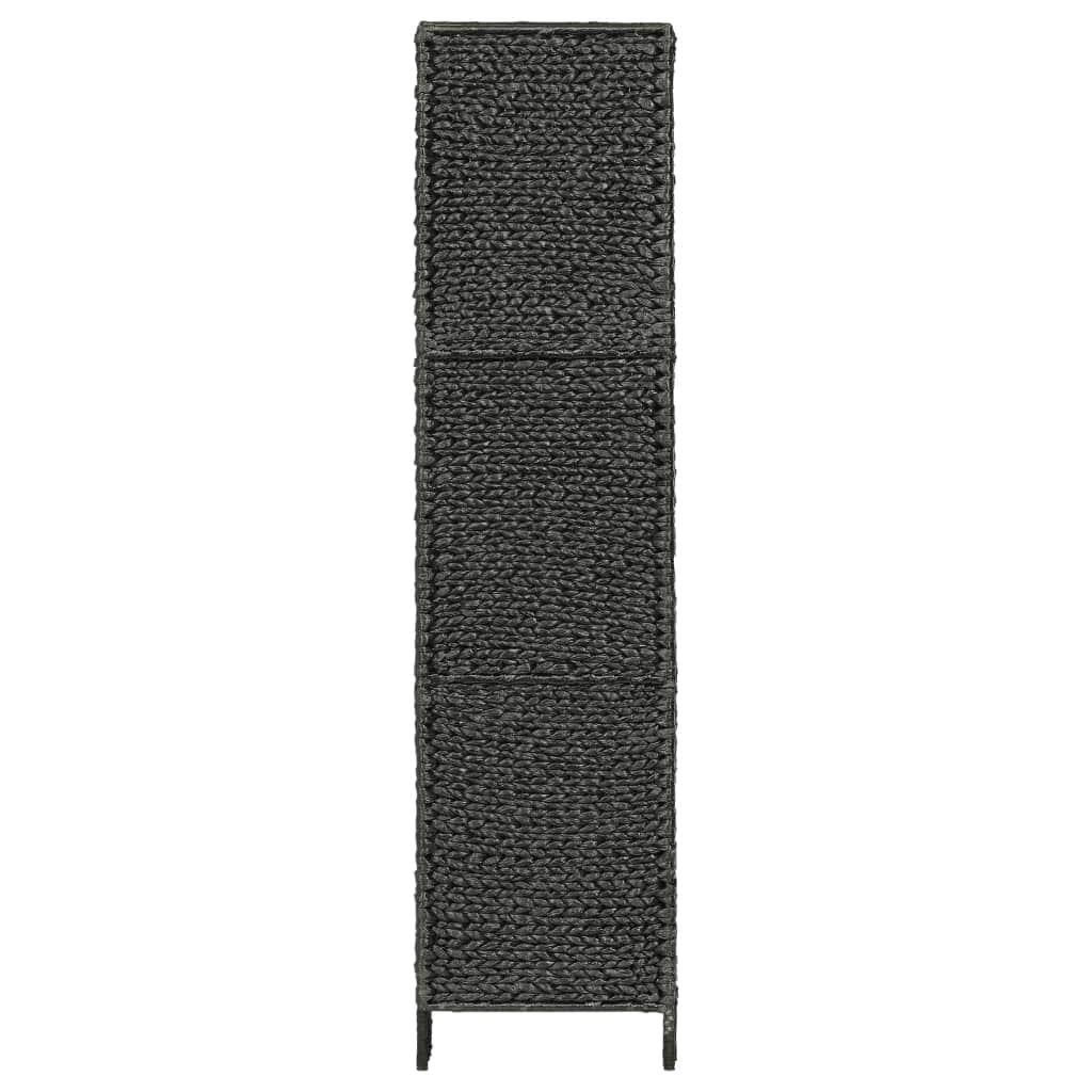 4-Panel Room Divider Black Water Hyacinth