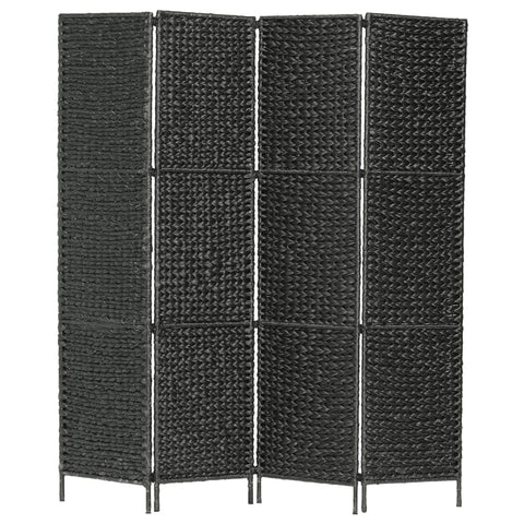 4-Panel Room Divider Black Water Hyacinth