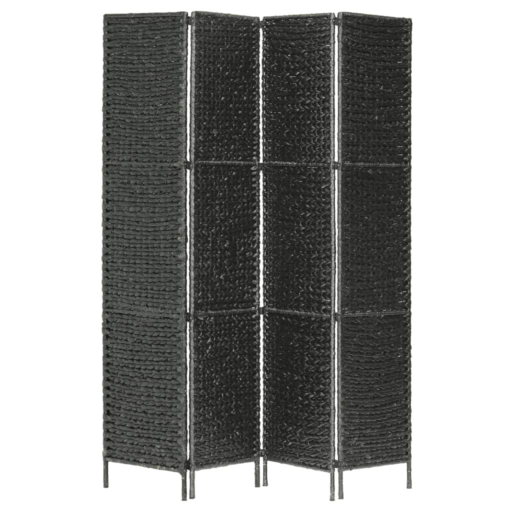 4-Panel Room Divider Black Water Hyacinth