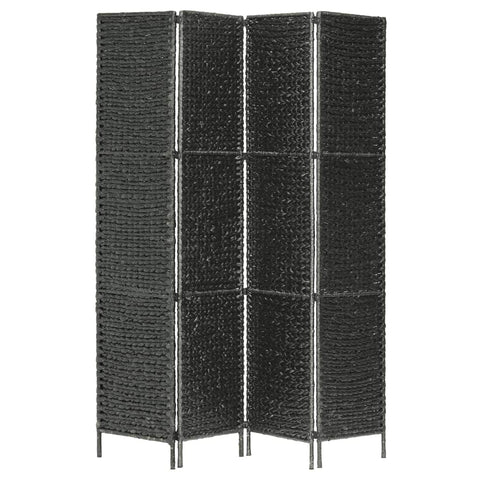 4-Panel Room Divider Black Water Hyacinth