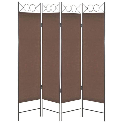 4-Panel Room Divider Brown