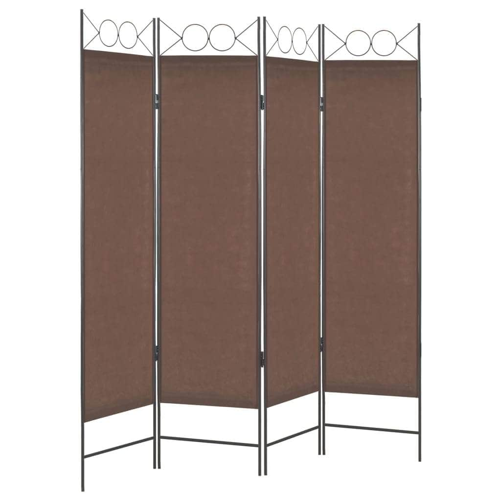 4-Panel Room Divider Brown