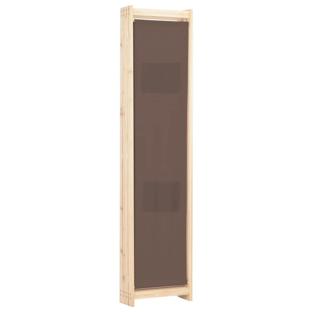 4-Panel Room Divider Brown Fabric