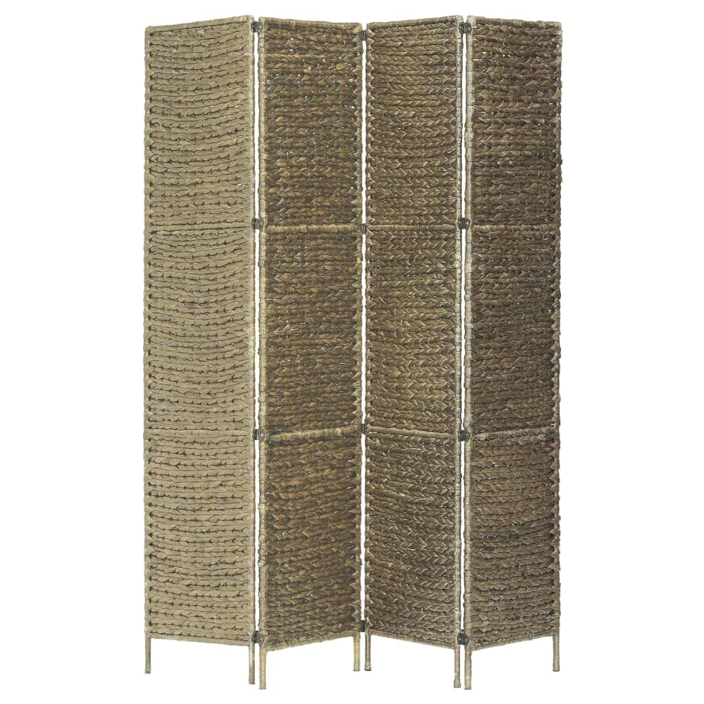 4-Panel Room Divider Brown Water Hyacinth